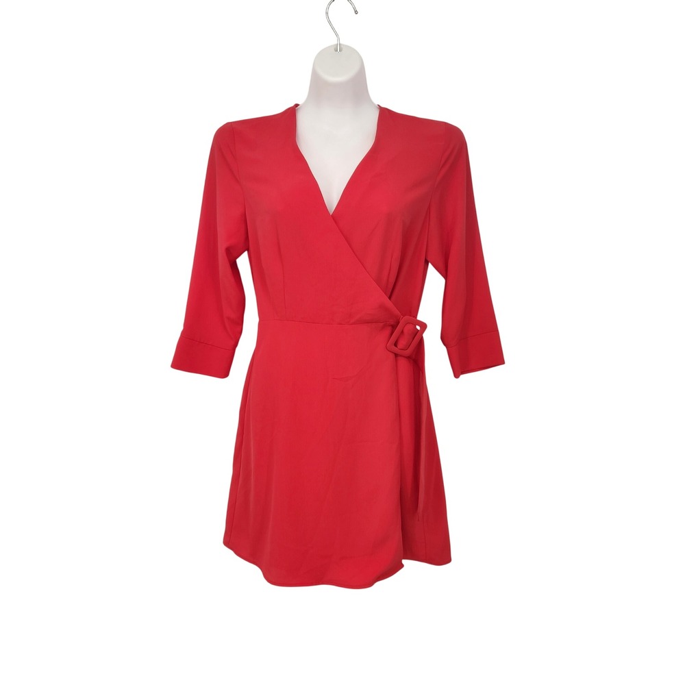 NWT Topshop Red Belted Wrap Mini Dress Office Siren Cocktail Party Women's 6Sz